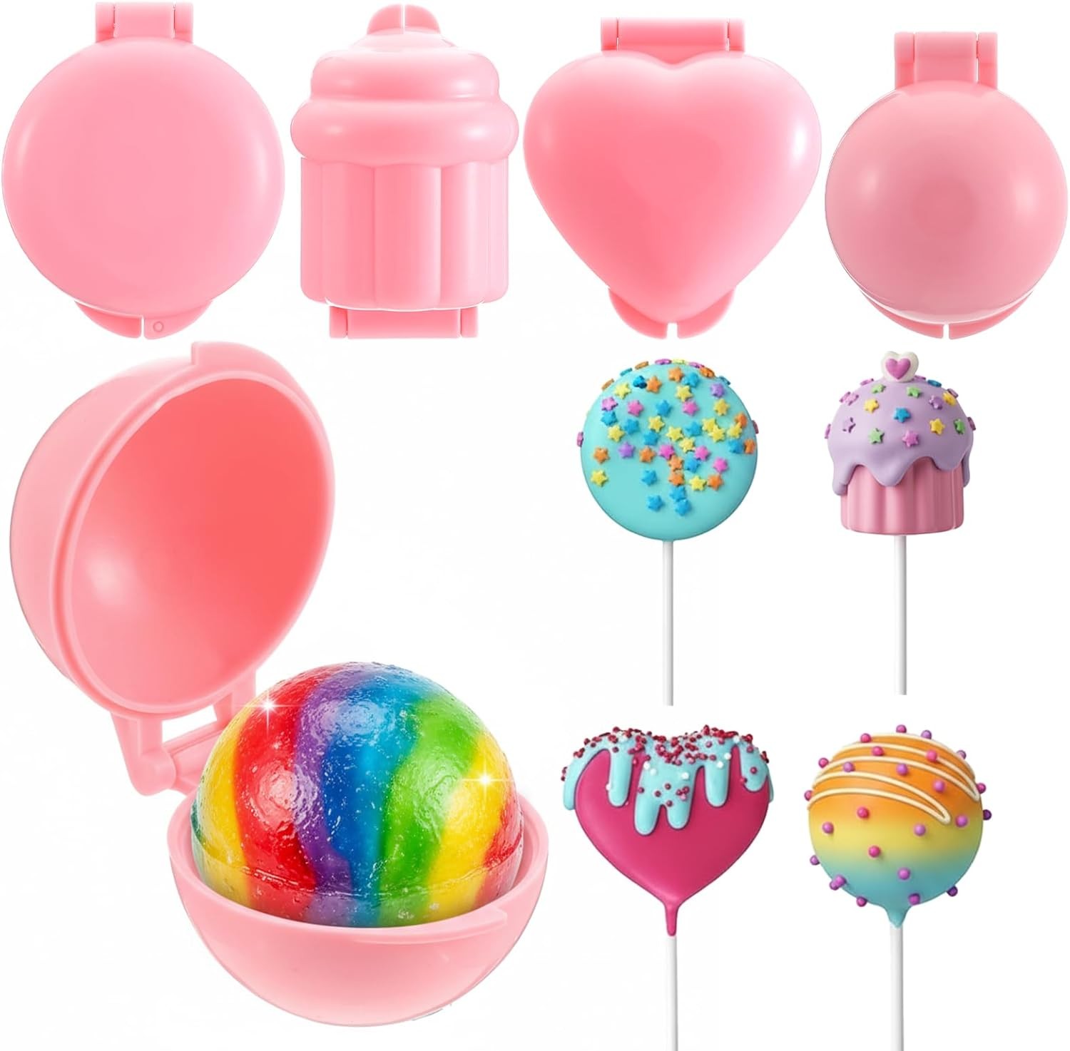4pcs Cake Pop Mold Shapes Press, 4 Shapes Cake Pop Maker 3D Printed Sphere