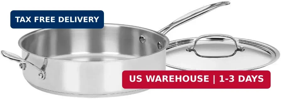Cuisinart 5.5 Quart Sauté Pan w/ Cover, Stainless Steel Pan with Lid, Large Kitc