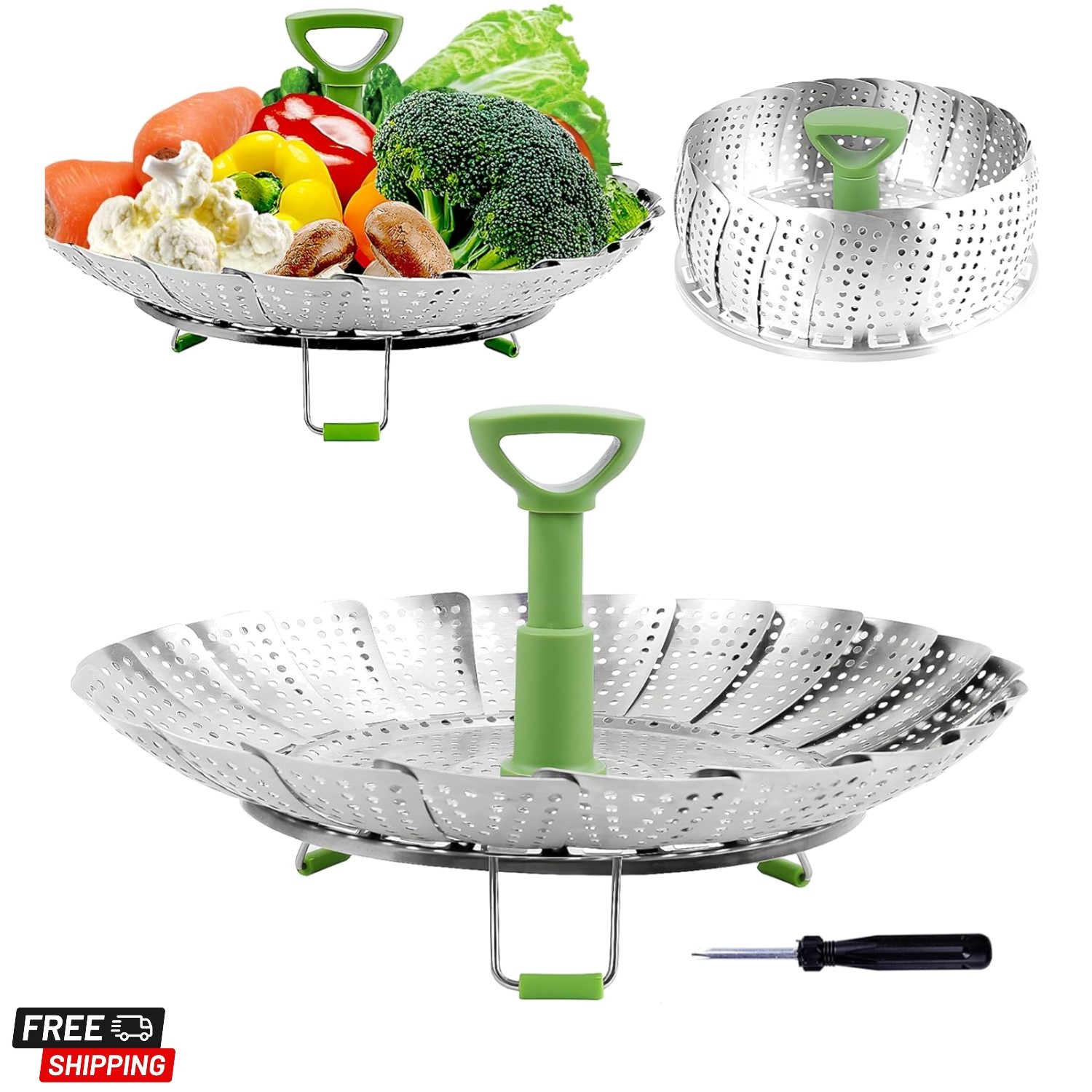 Vegetable Steamer Basket for Cooking Food, Stainless Steel Veggie Steam Baske…