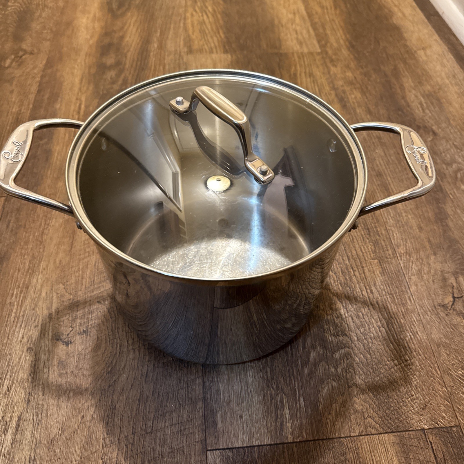 Emeril 6 Qt Quart Stock Pot Copper Core Stainless Steel With Clear Lid 6qt