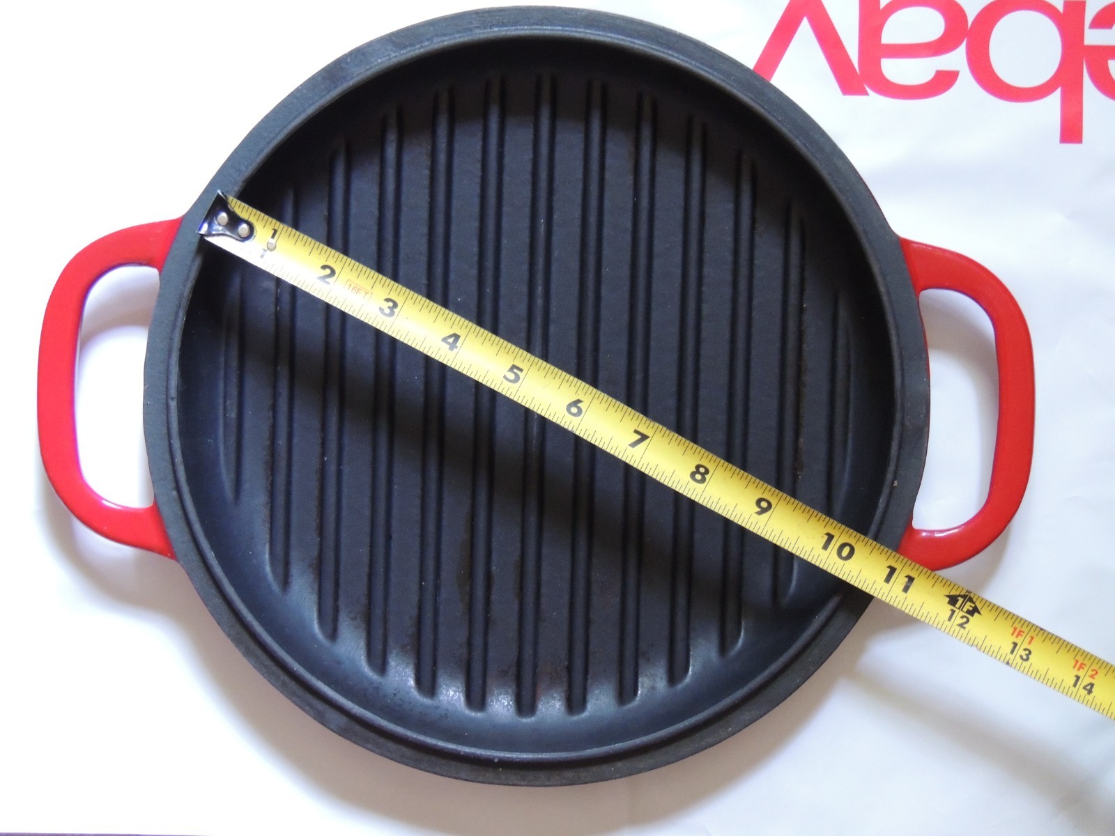 Lodge Enameled Cast Iron Lid ONLY Doubles As Grill Pan Fits 7 Qt Dutch Oven Red