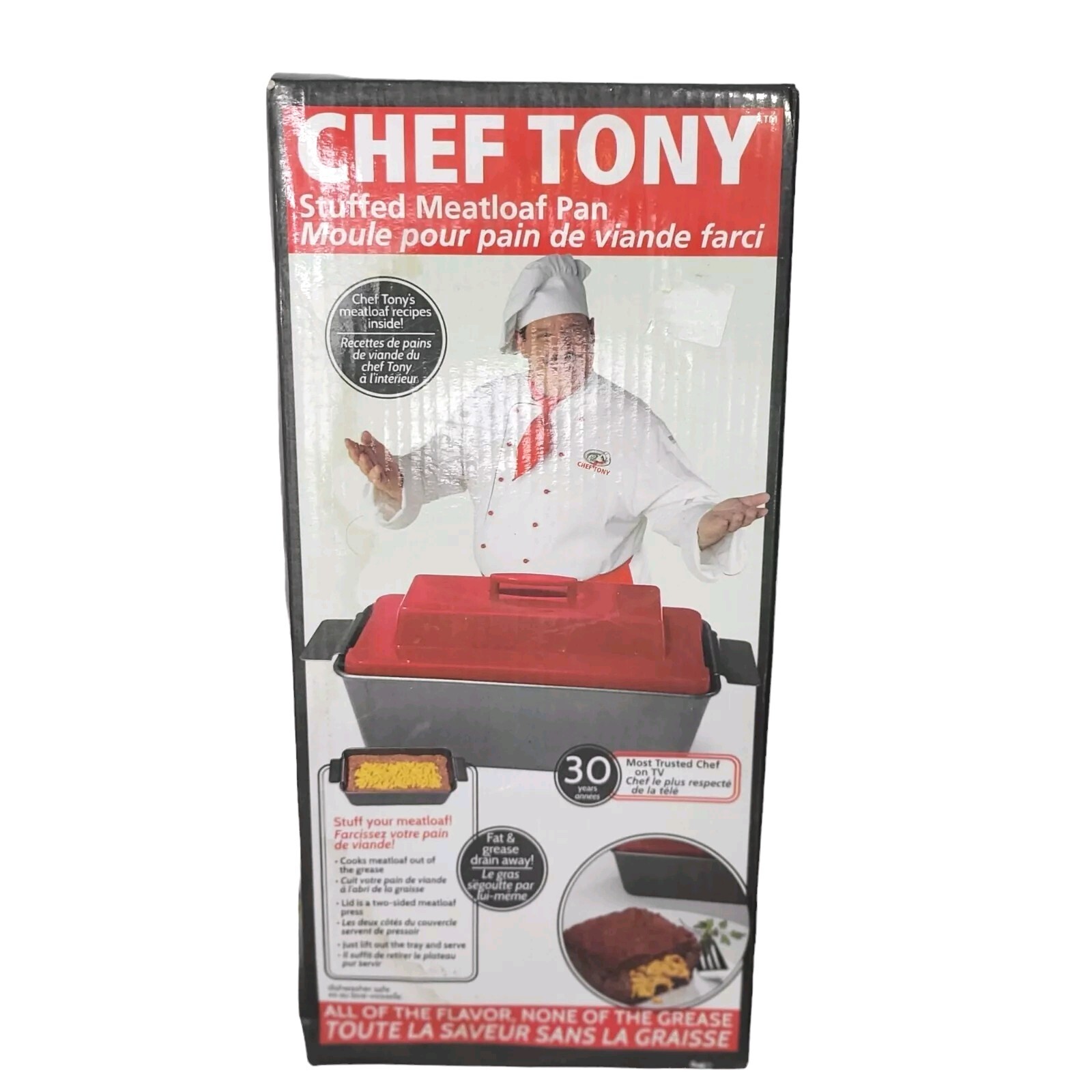 Chef Tony Stuffed Meatloaf Pan All of the Flavor None of Grease Original Box New