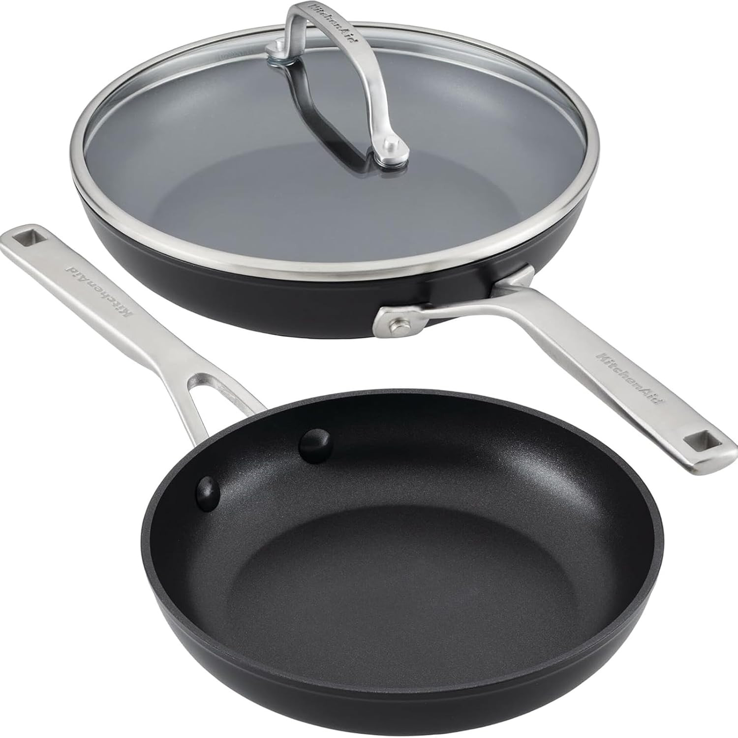 Induction Nonstick Frying Pan Set, 3-Piece, Durable & Easy-Clean, Matte Black