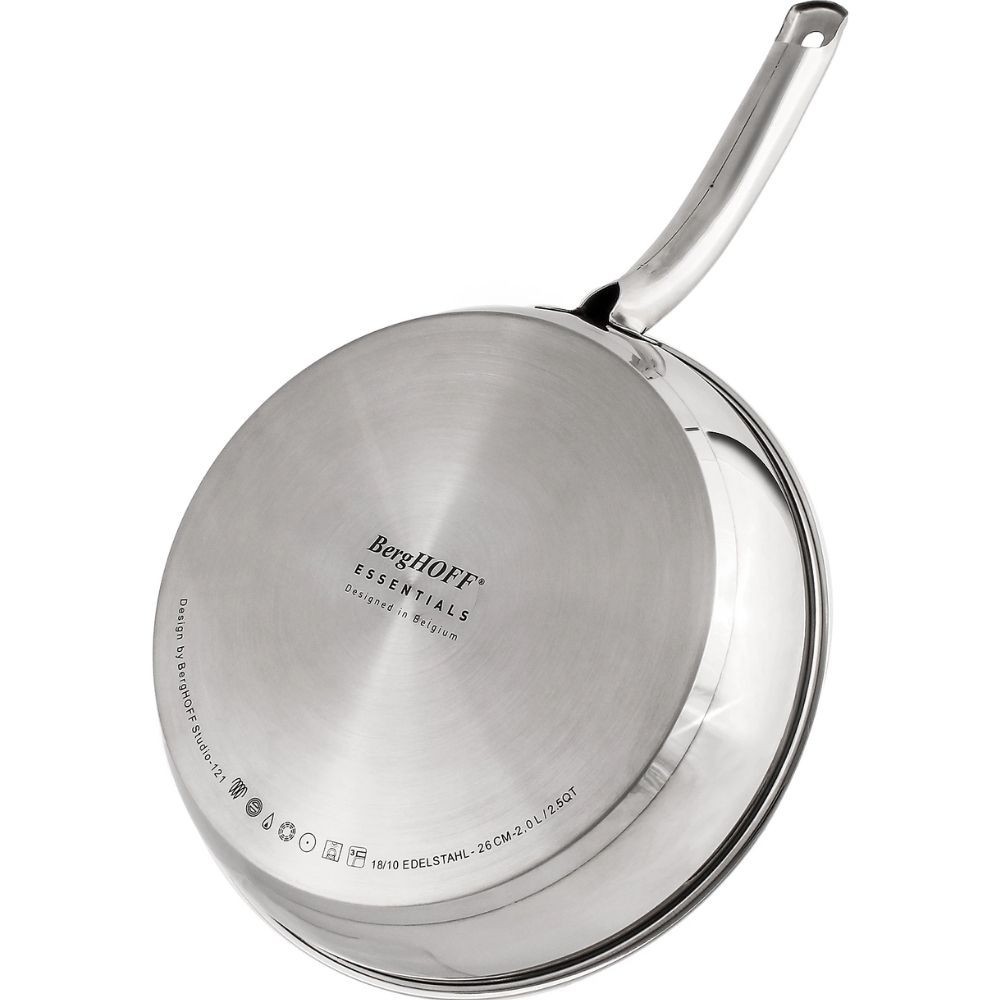 BergHOFF Belly Shape 4Pc 18/10 SS Skillet & Saucepan Set 3 Piece Set
