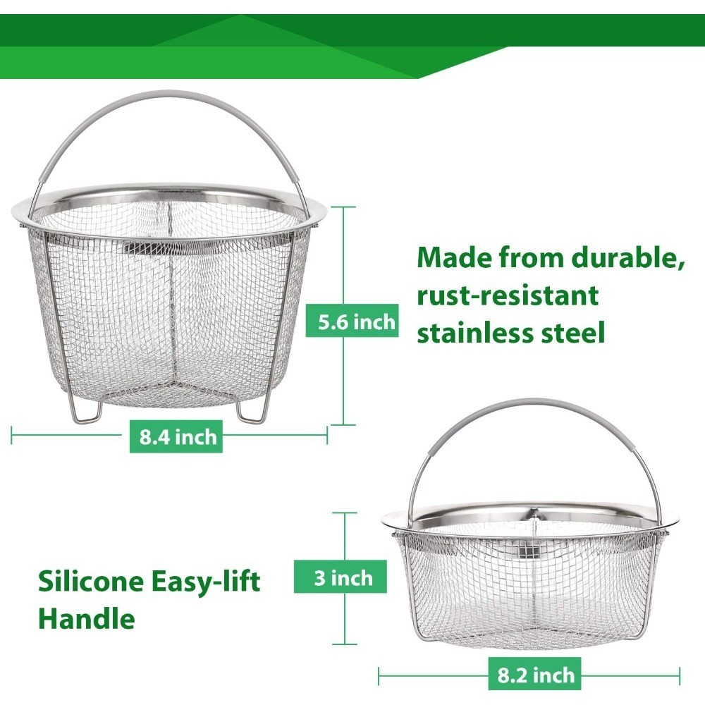 2-Tier Stackable Steamer Basket Insert for Instant Pot 6 qt & 8 qt, Stainless