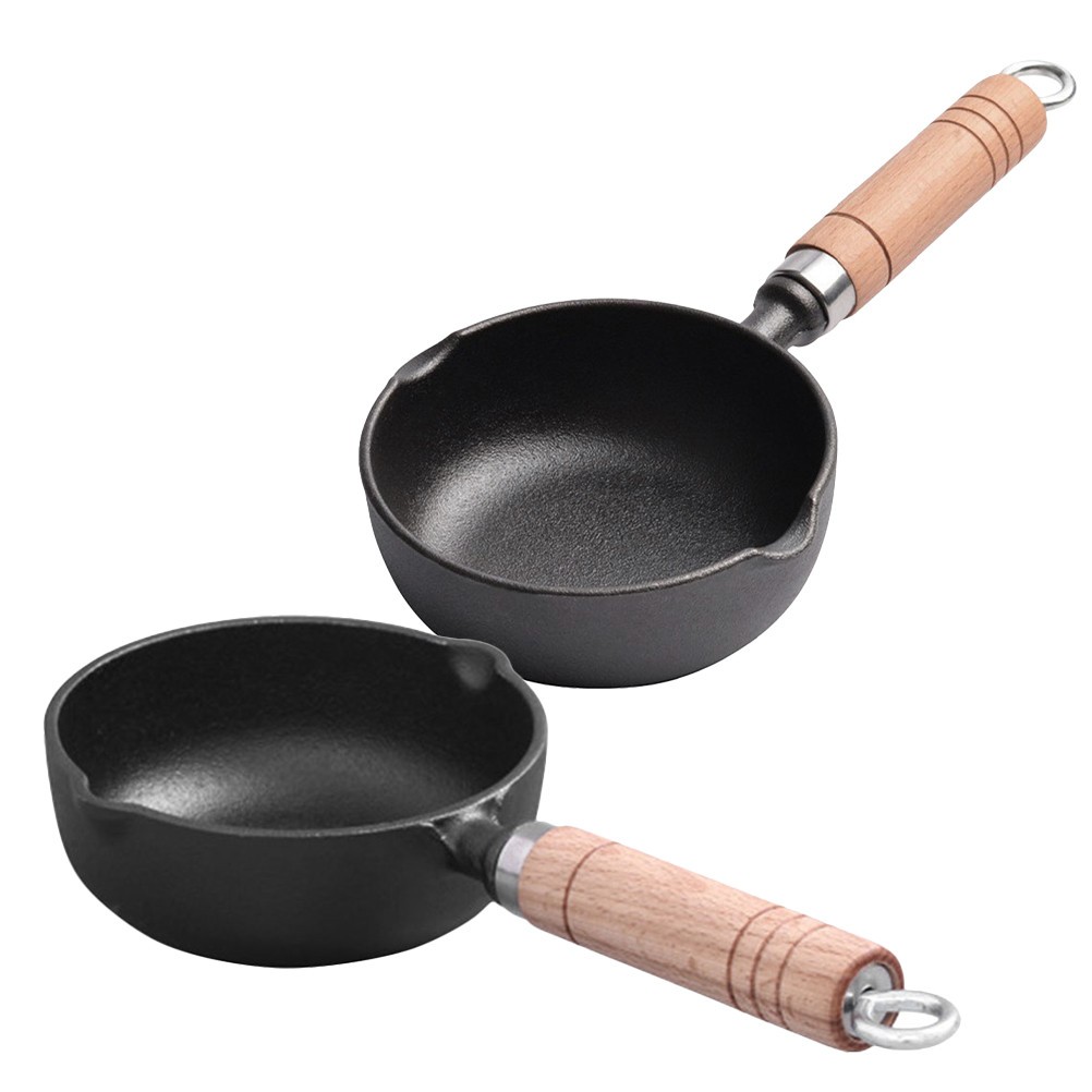2Pcs Reusable Small Cast Iron Pots Black Mini Fry Pans for Stovetop Use