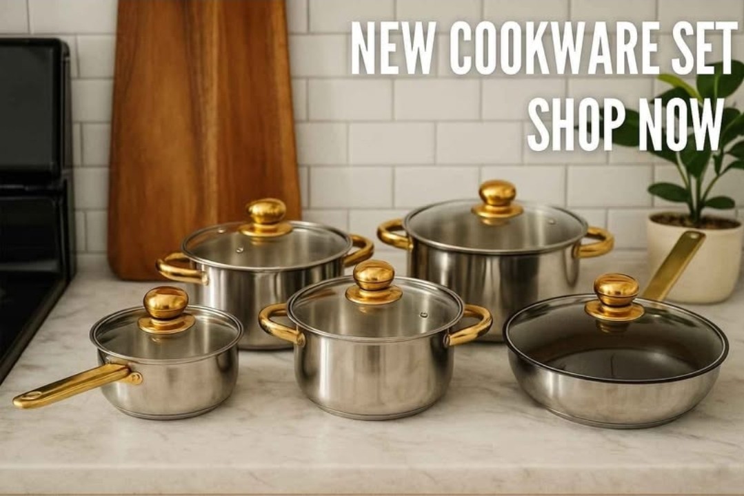 Brand new stainless pots and pan! Never used! 2 tone! Beautiful!