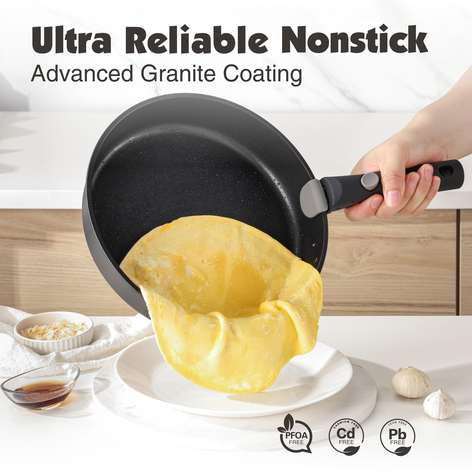 17 Piece Pots and Pans Set, Nonstick Detachable Handle Cookware Set, Induction K