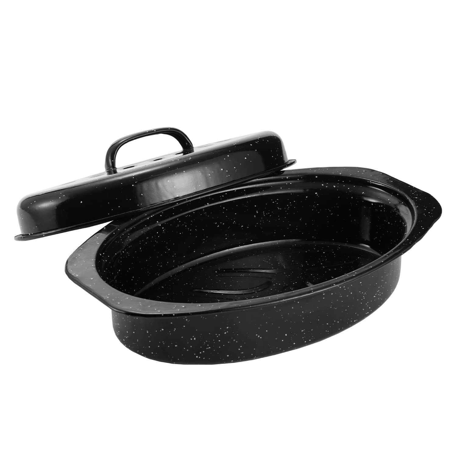 13” Enameled Oval Roasting Pan with Domed Lid – For 7lb Turkey, Chicken, Lamb, V