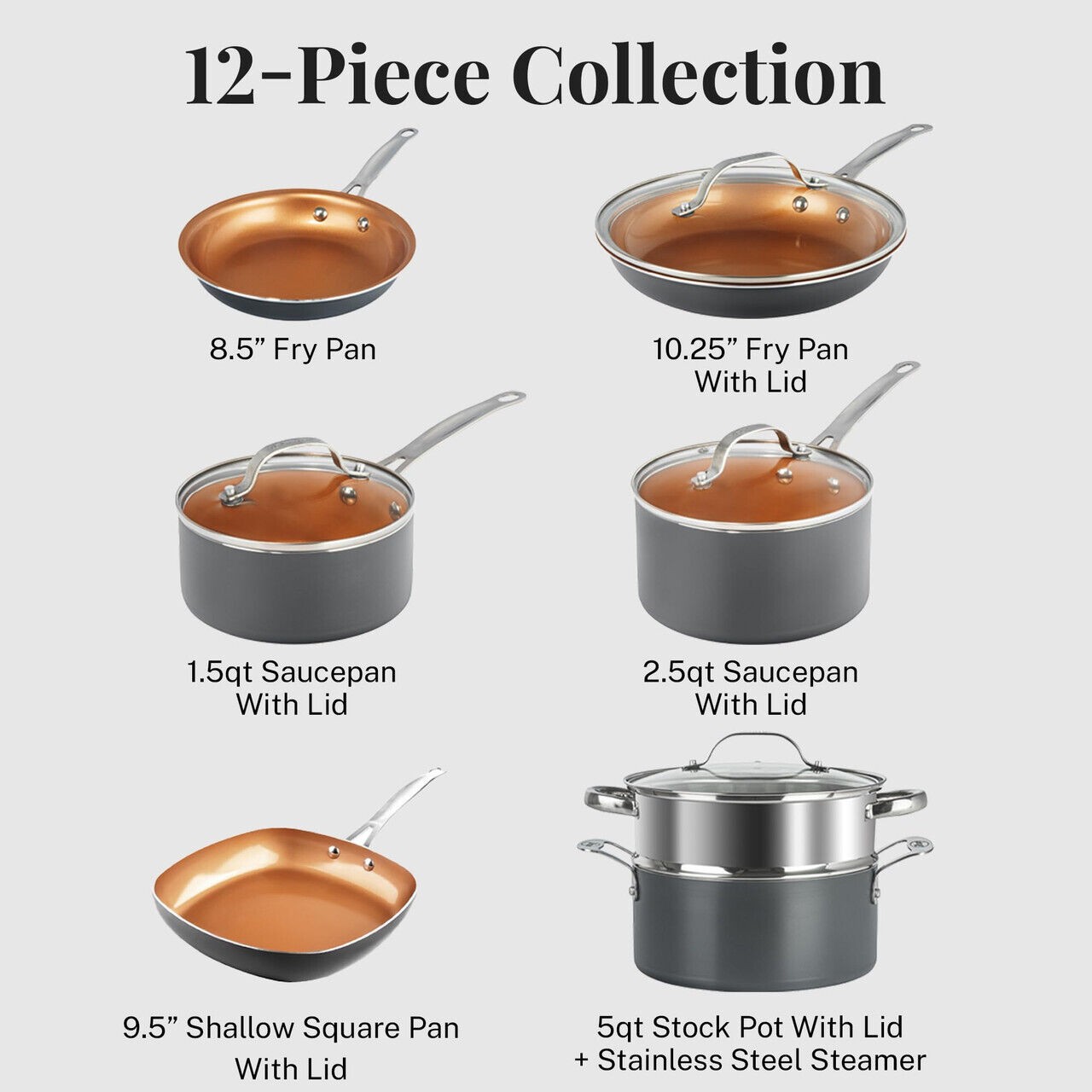 Gotham Steel 12 Pc Ceramic Cookware Set Nonstick, Ceramic Pots and Pans Set Non