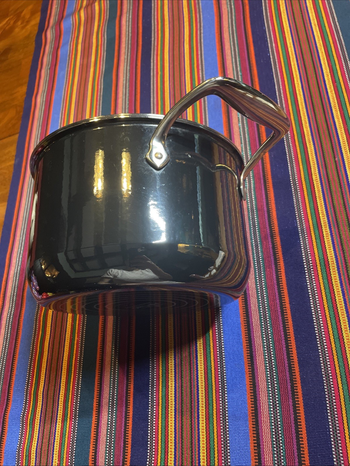 All-Clad 4 Quart Soup Pot Fusiontec Ceramic w Steel Core Onyx Black Germany GUC