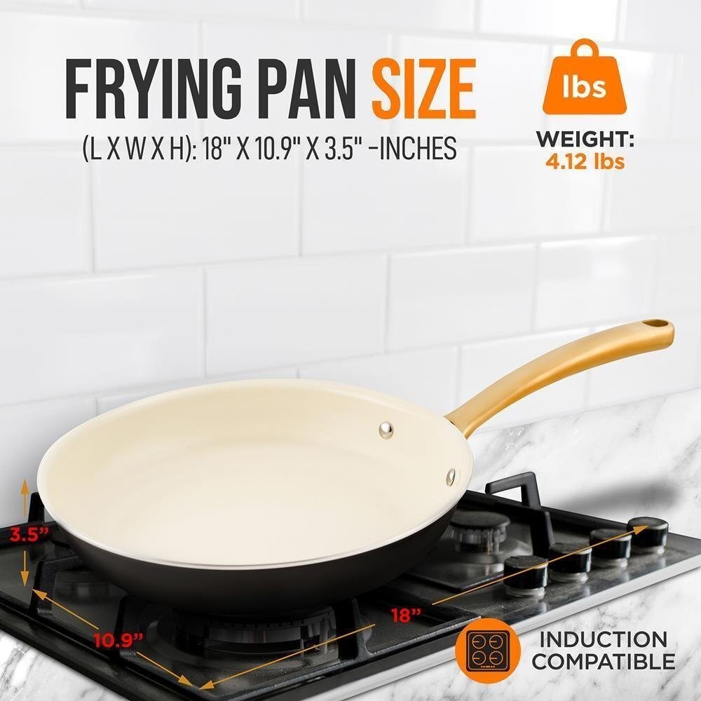 Nutrichef 10” Medium Fry Pan-Non-stick Pan w/ Silicone Handle Interior