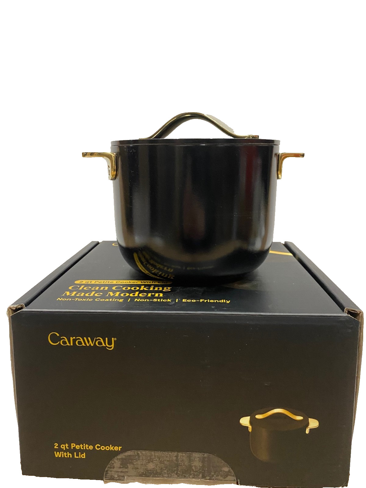 Caraway Petite Cooker 2 Qt Ceramic Coated Pot Free From Forever Chemicals Black