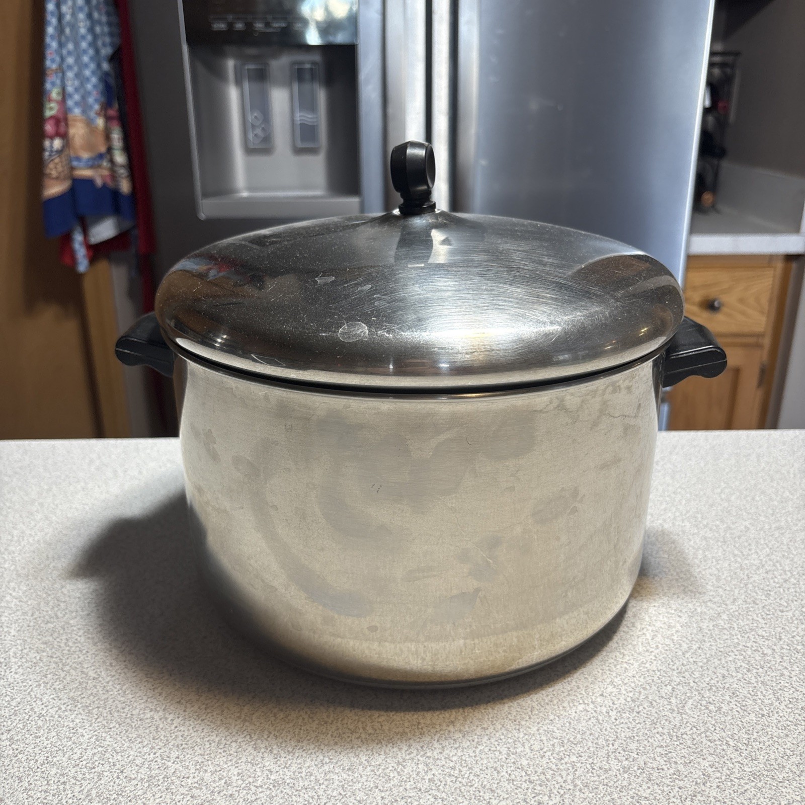 VTG Farberware 8 Quart Aluminum Clad Stainless Steel Stock Pot And Lid USA M5