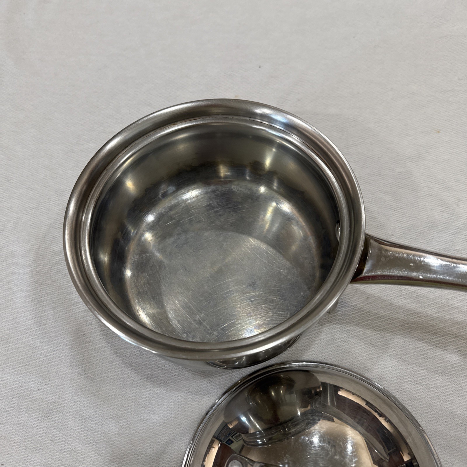 Vintage Belgique Stainless Steel 1 Qt Sauce Pan Vented Lid Copper Bottom