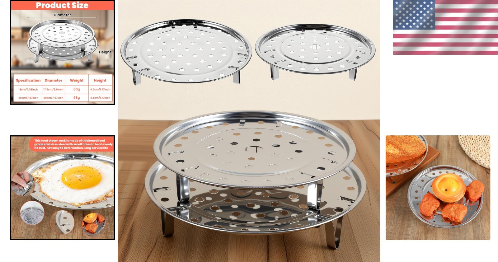 2PCS Stainless Steel Steamer Rack Set for Healthy Cooking & Effortless Cleanup