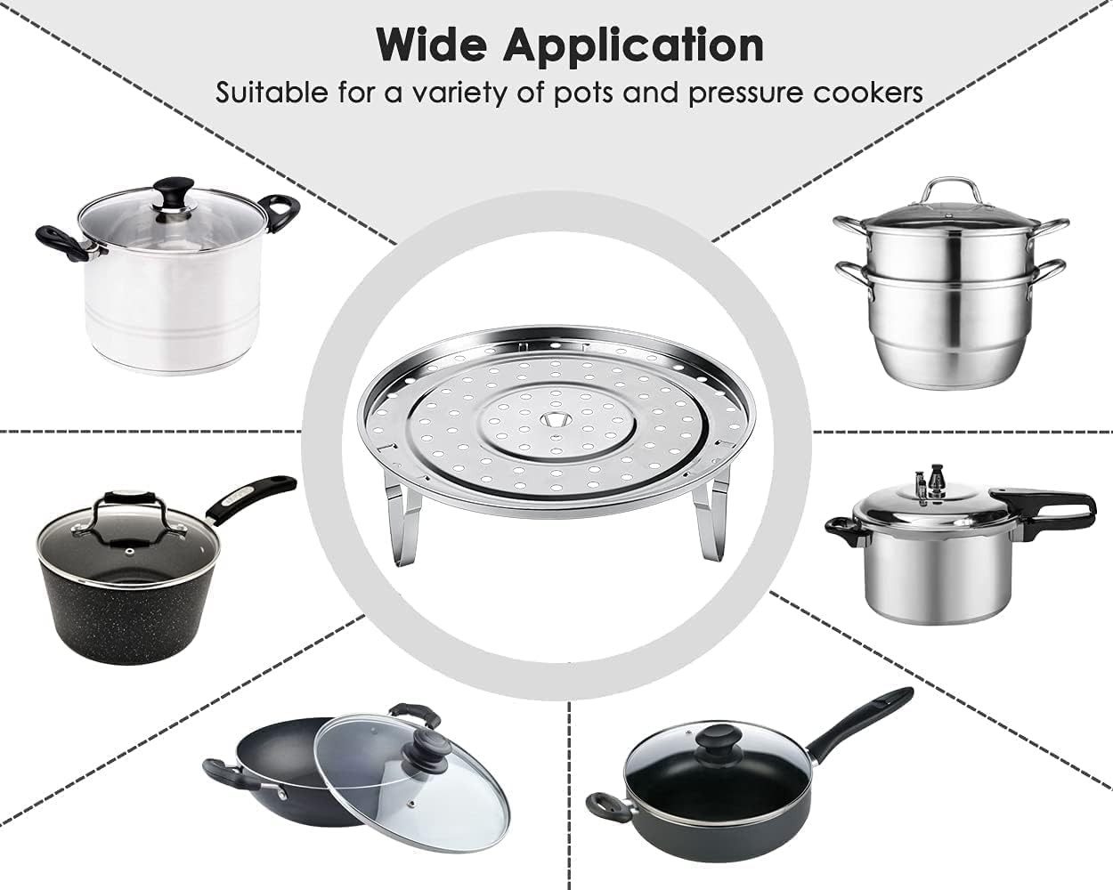 1 PCS Stainless Steel Steam Rack Round Tray 10.2×10.2×1.9 Inch Supporting
