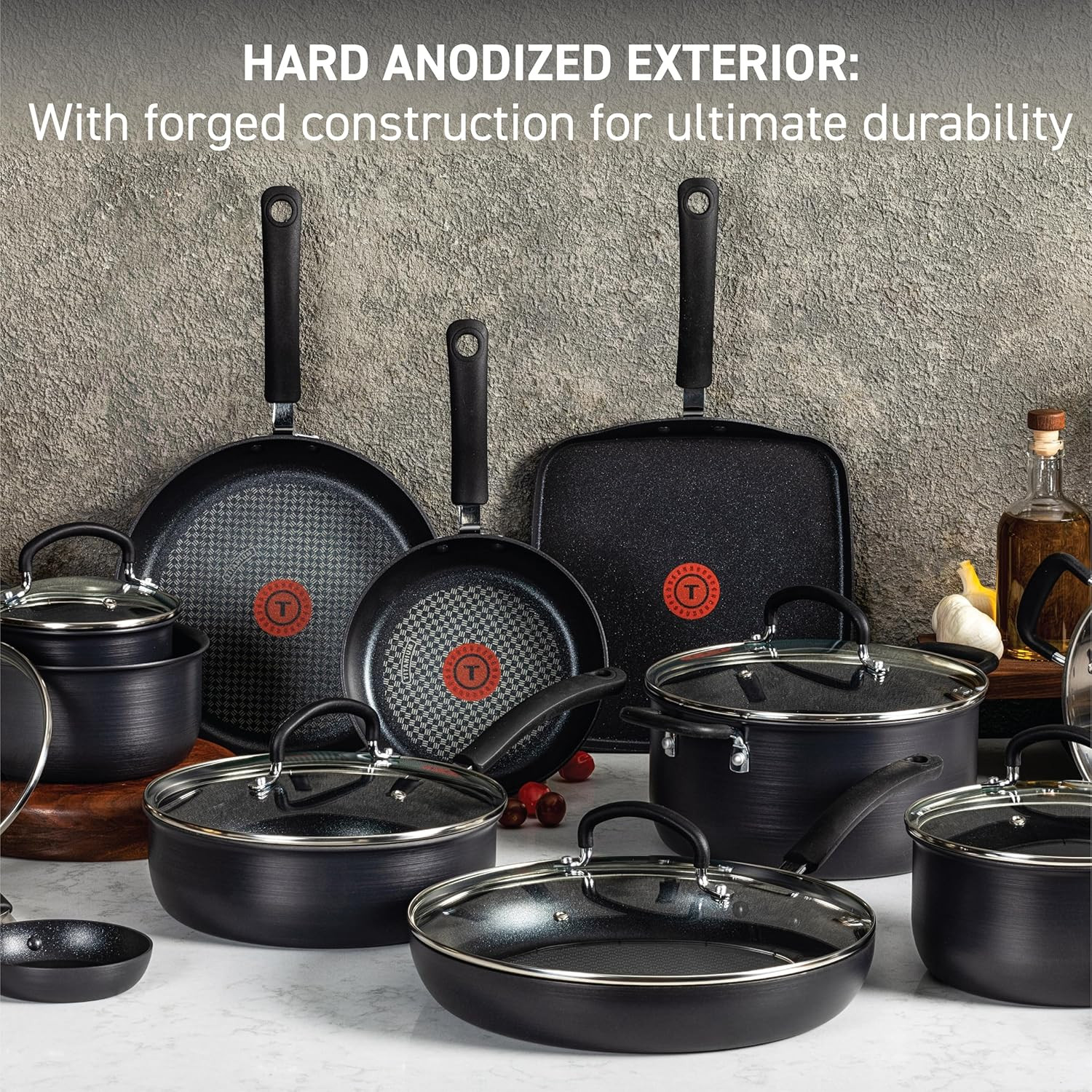 Ultimate Hard Anodized Nonstick Pots and Pans Set 17 Piece, Nonstick Cookware Se
