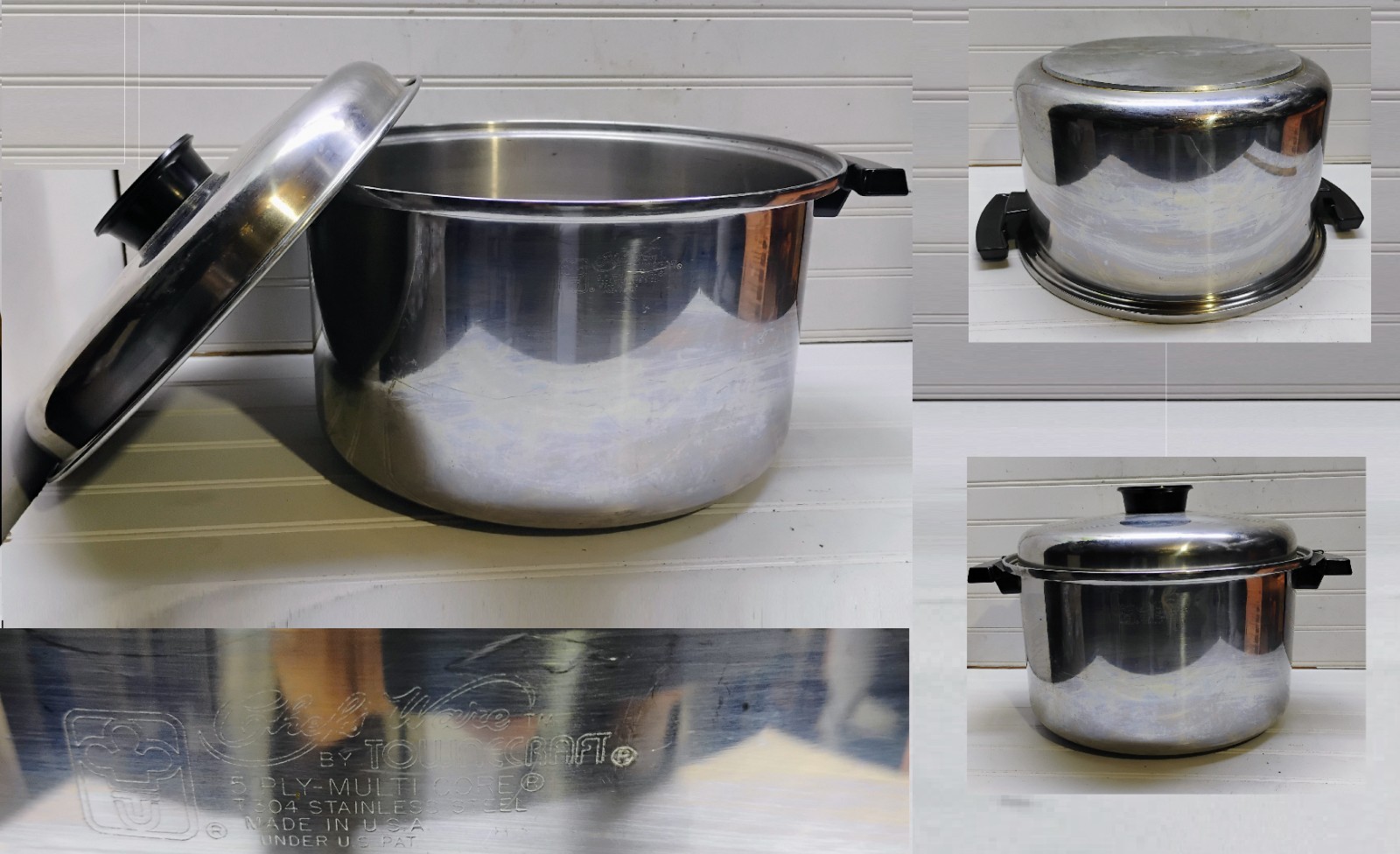 Townecraft Chef’s Ware Stockpot 12 Qt T-304 Surgical Stainless Dutch Oven & Lid