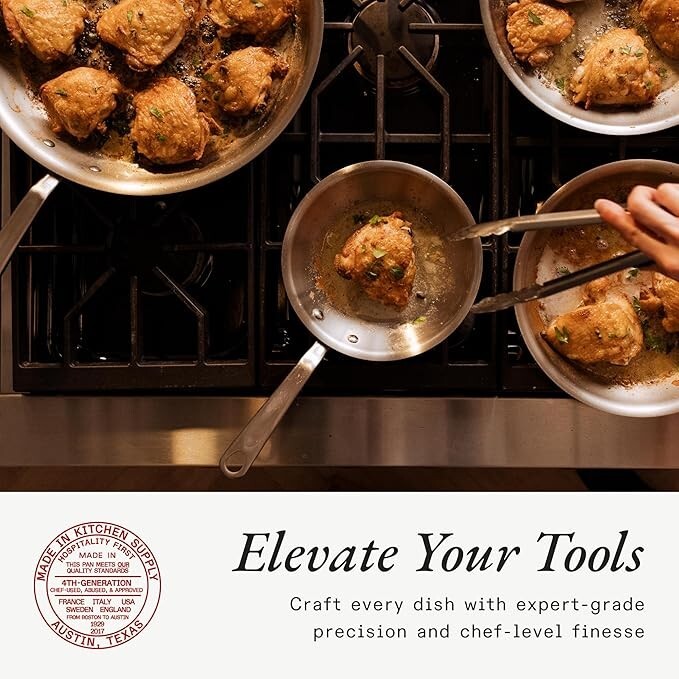 Made In Cookware – 3-Piece (Includes 8″,10″,12″) Stainless Frying Pan Set – 5 P
