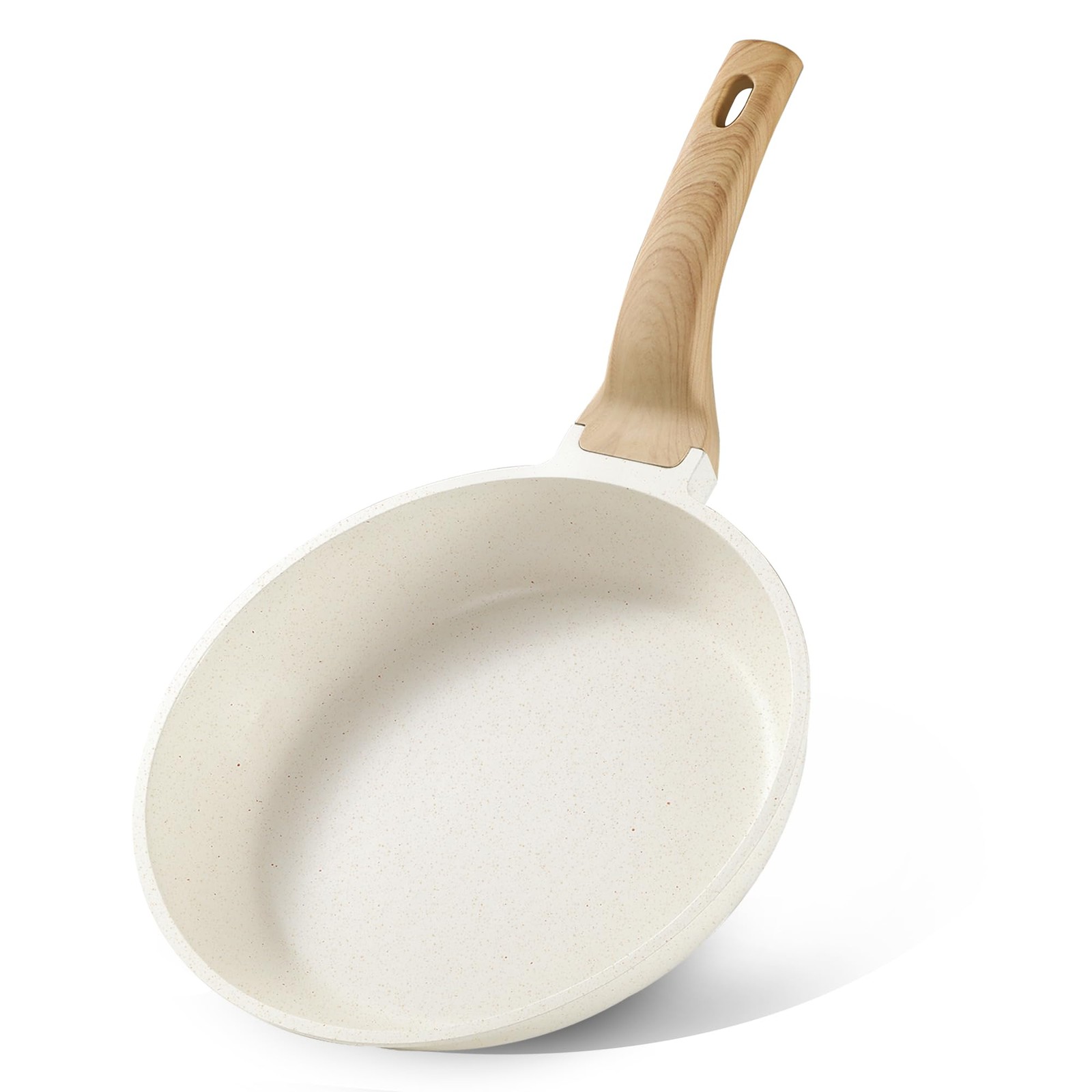 8-Inch White Granite Nonstick Frying Pan, Omelet, Egg, Stone Cookware, PFOA
