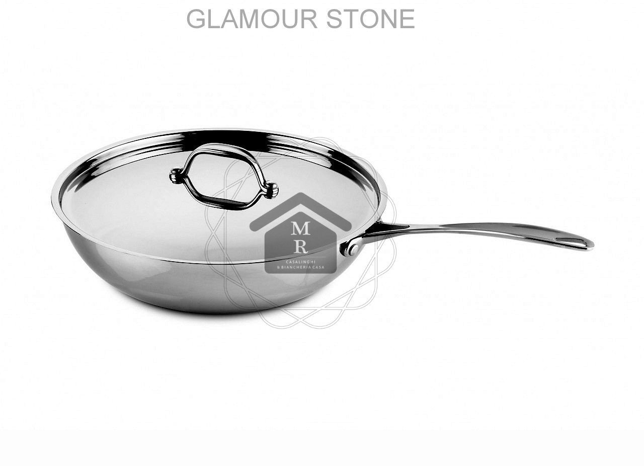Wok Jump Pasta + Lid 18/10 Stainless Steel Nonstick Glamour Stone Mepra