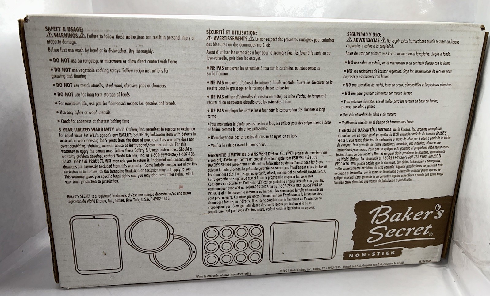 Vintage Bakers’s Secret Non-Stick 5 Pc Set 2001 Includes Cake-Cookie-Muffin Pans