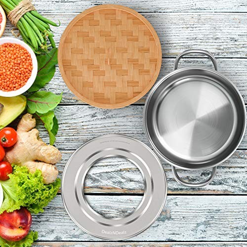 Stainless Steel Steamer Ring Adapter 8 to 13 Inch Fits Bamboo Basket Dumplings