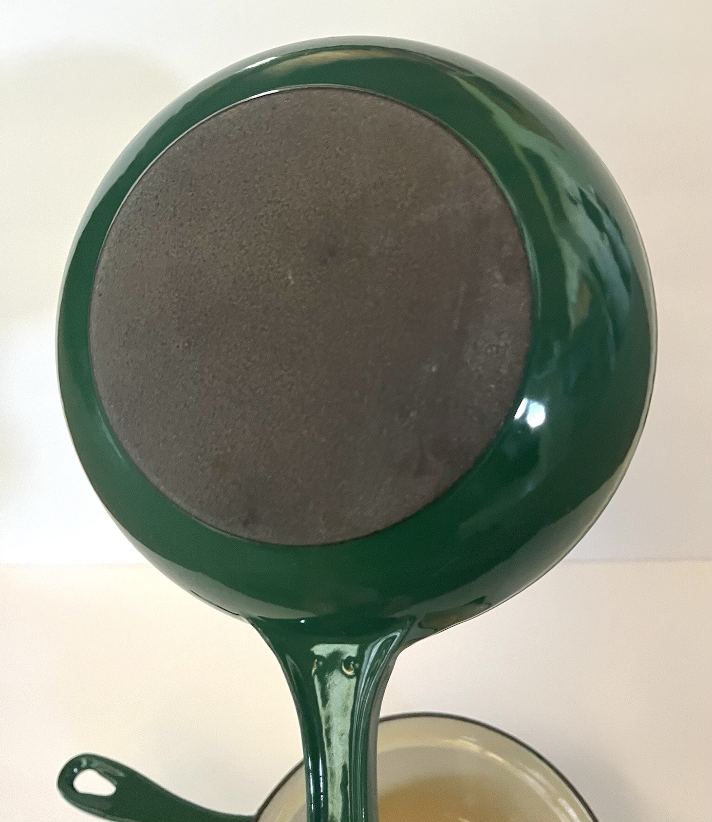 Le Creuset 18 Green Enameled Cast Iron Two in One 2 Qt Saucepan 7″ Skillet/Lid