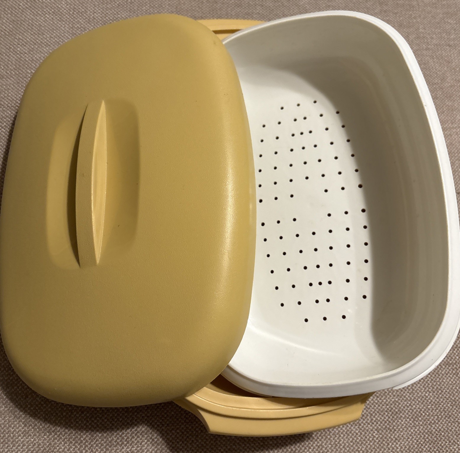 Vtg Tupperware 3 Piece Harvest Gold Vegetable Rice Steamer #1273 Microwave