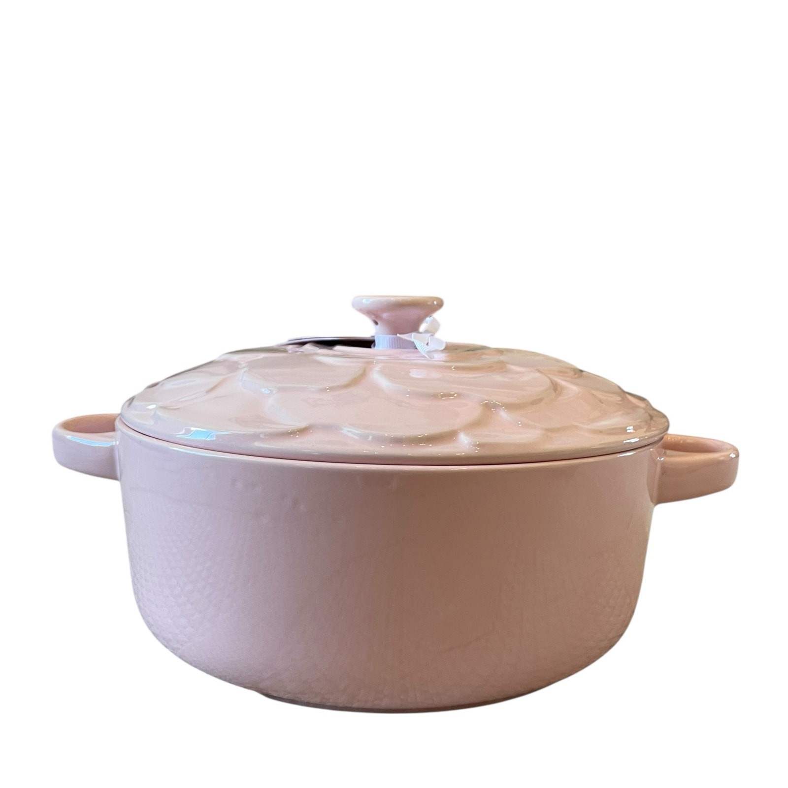 The Bake Shop Rose Embossed Casserole Dish w/ Lid 11in Large Pastel Pink New