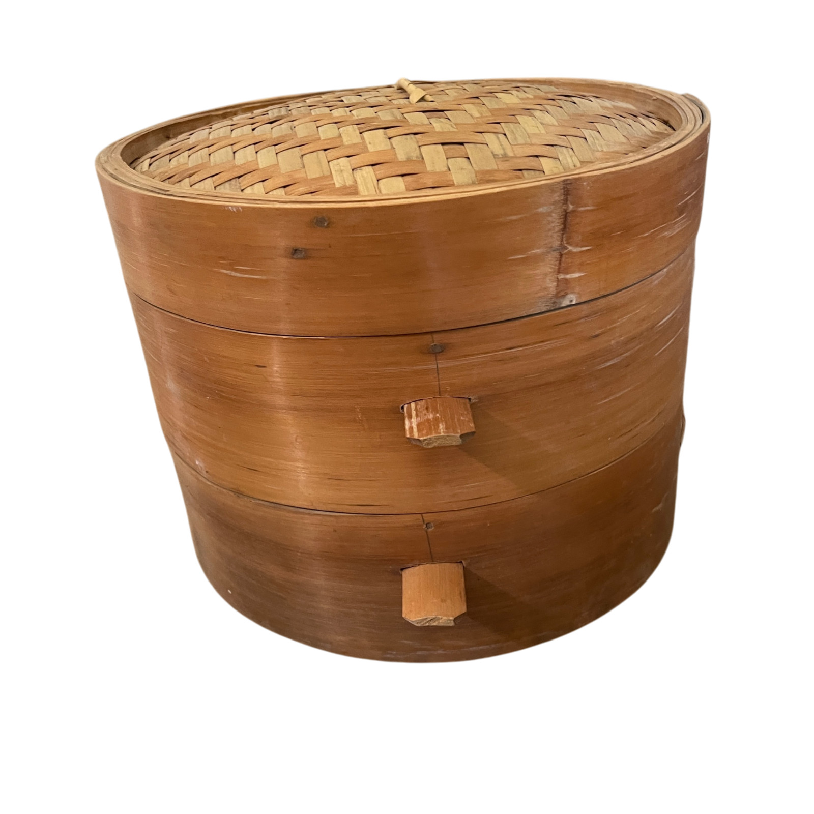 Vintage 3 Tier Bamboo Steamer Basket 13” Round w Lid Asian Kitchen