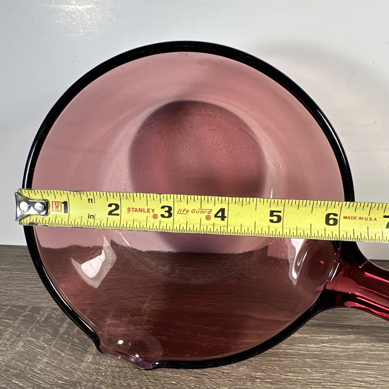 Vintage Corning Ware Vision Cranberry 1.0 Liter Saucepan with Spout Pyrex Lid