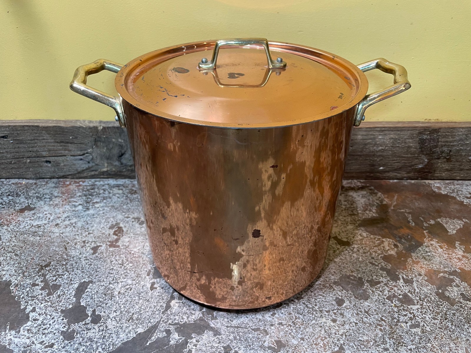 Vintage Copper Stainless Steel 6.5 Qt Stock Pot Dutch Oven Lid