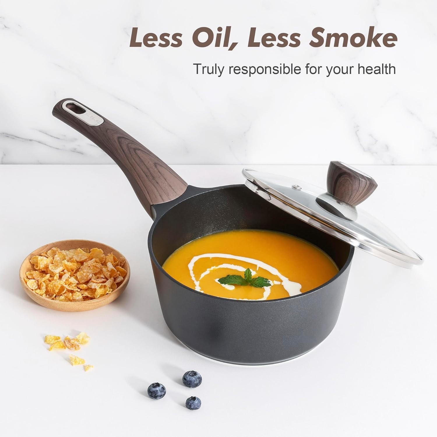 14-Piece Induction Non-Stick Kitchen Set with Ergonomic Handles & Glass Lids