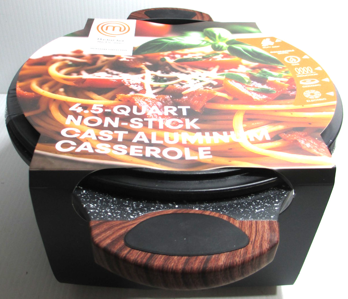 MasterChef The TV Series 4.5 Qt Aluminum Casserole Pot Pan Cookware w Lid Black