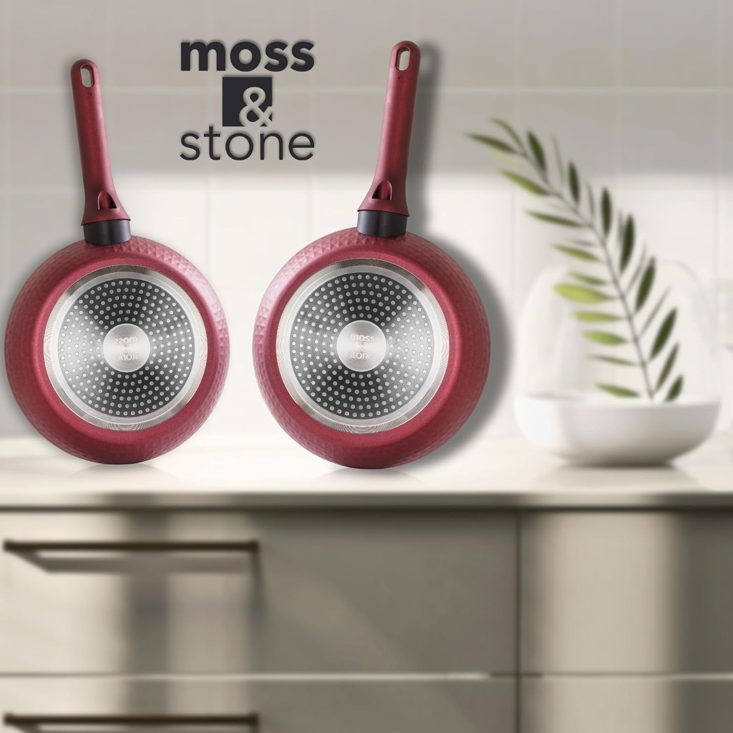 Moss & Stone 4 Piece Nonstick Cookware Set, Small Pots And Pans Set Non stick Wi