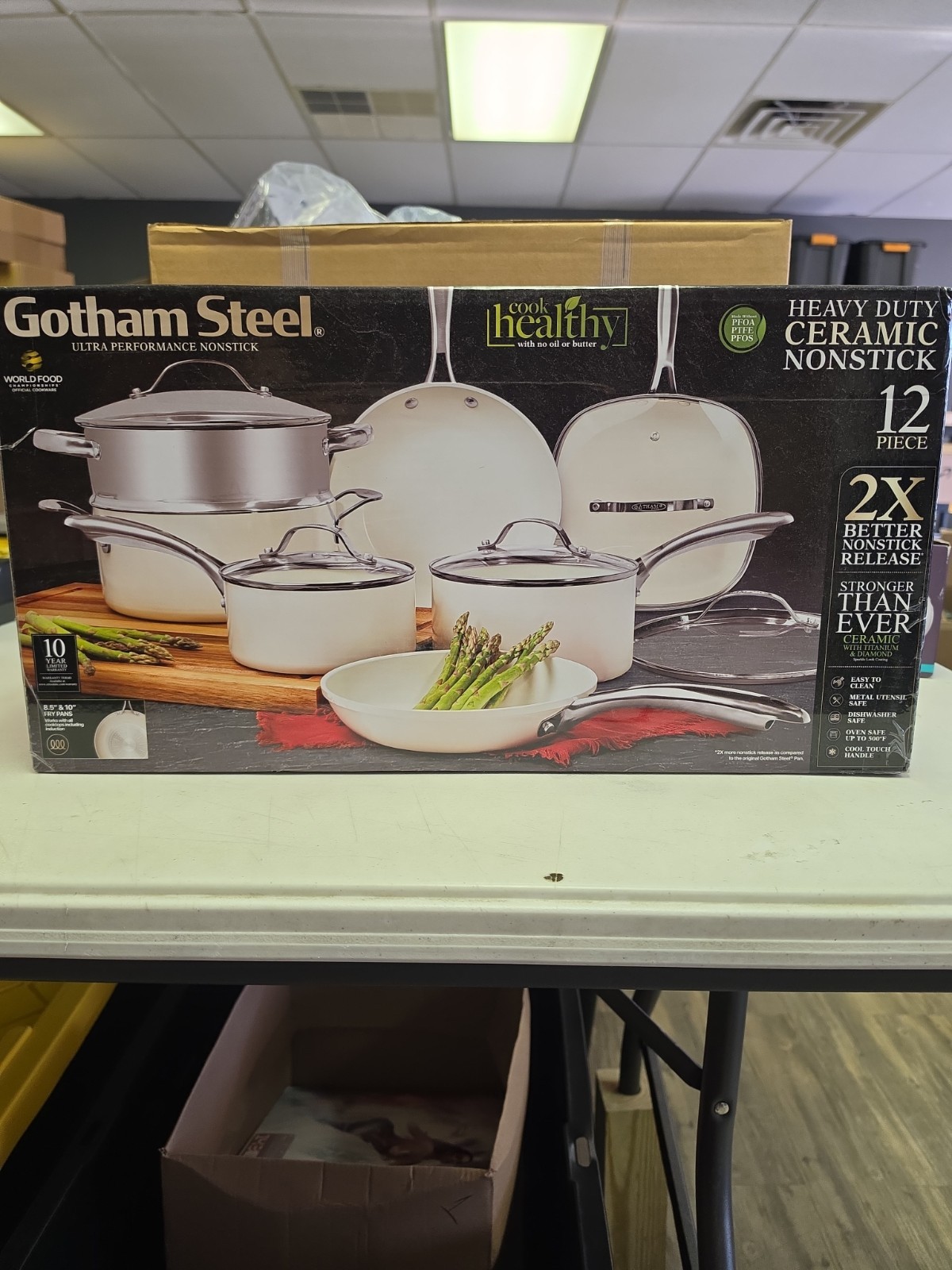 Gotham Steel 12pc Nonstick Heavy Duty Ceramic Cookware Set WHITE Pots & Pans Set