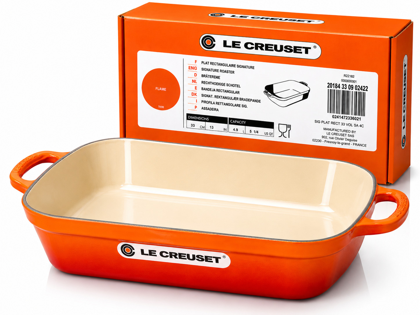 Le Creuset Signature Roaster 33cm Volcanique/Flame Enameled Cast Iron | France