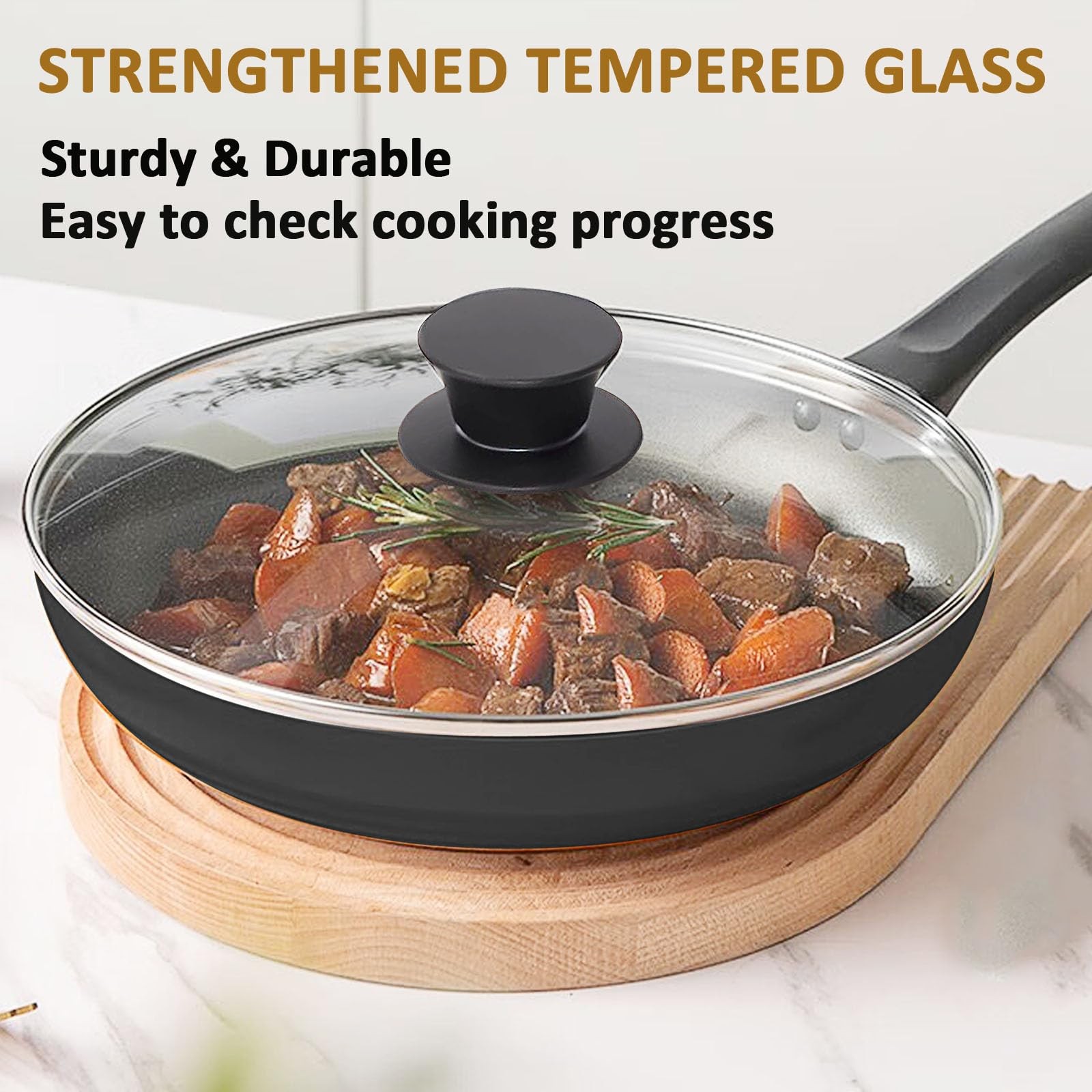 Glass Lid for 12 Inch Cast Iron Skillets Frying Pans, 30cm Tempered Lids for …