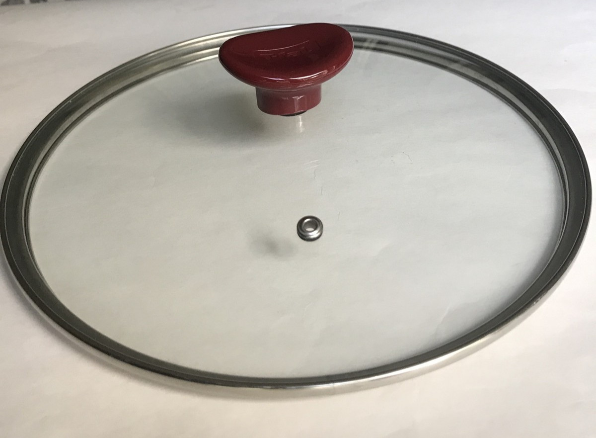T-fal 10″ Replacement Lid Clear Tempered Glass Red Knob Vented Cookware Cover