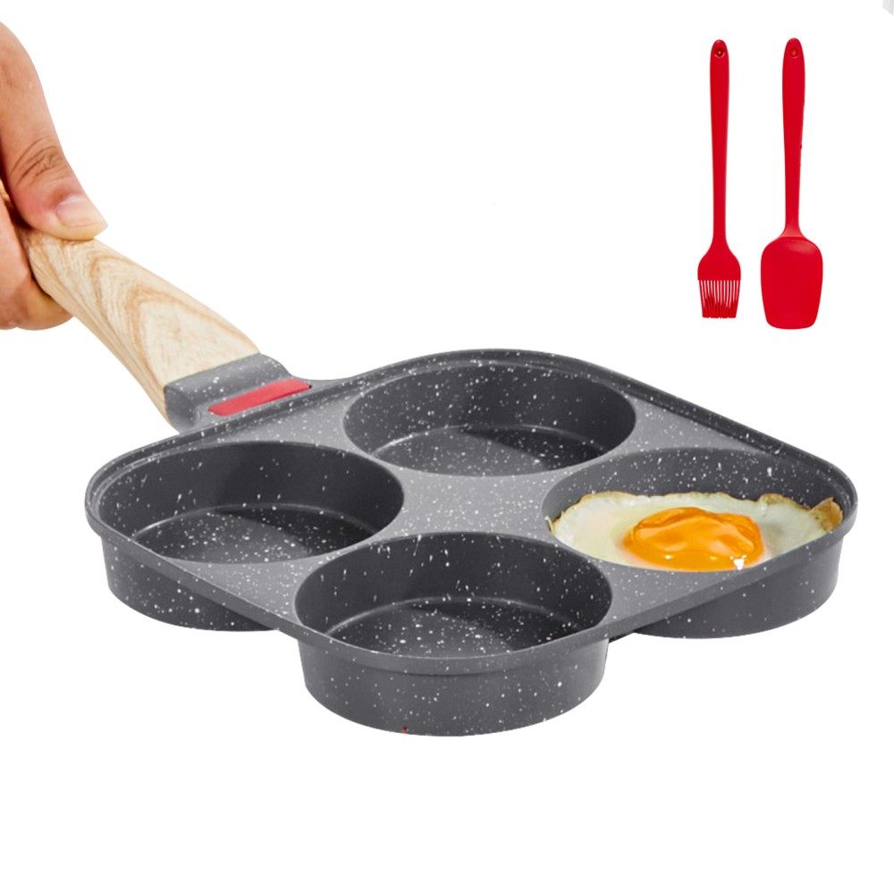 4-Cup Nonstick Egg Frying Pan Aluminum Breakfast Omelette Skillet for Cooking