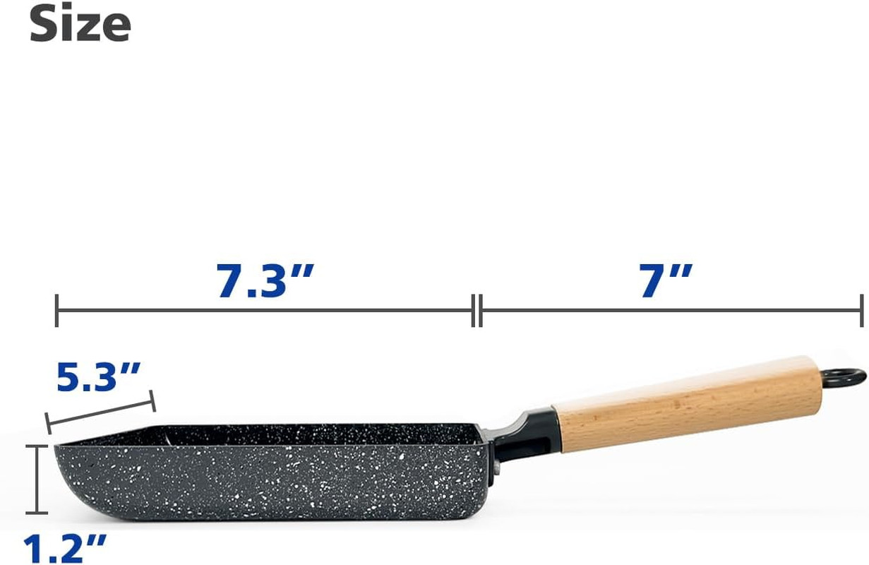 Ceramic Coating Square Japanese Tamagoyaki Omelette Small Skillet, Non-stick Rec