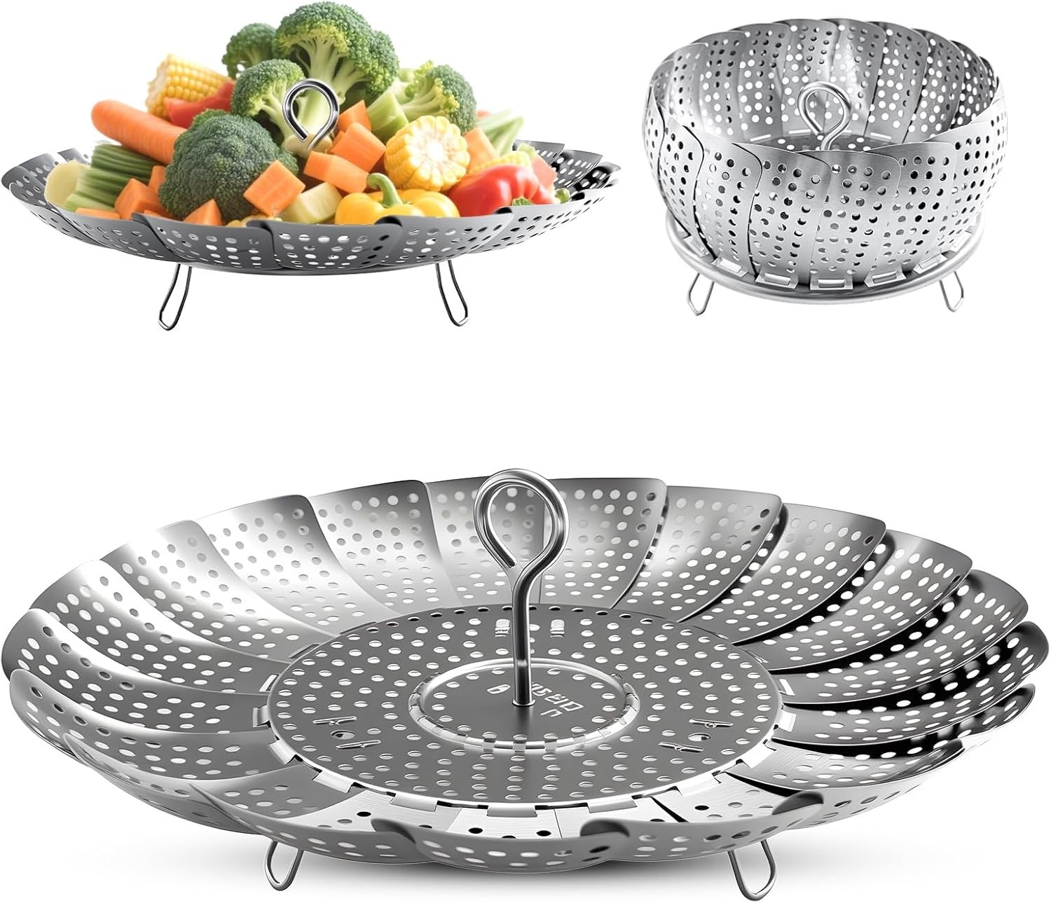 Space-Saving Steamer Basket: Durable & Stylish for Cooking Lovers, 6.1″ to 10.2″