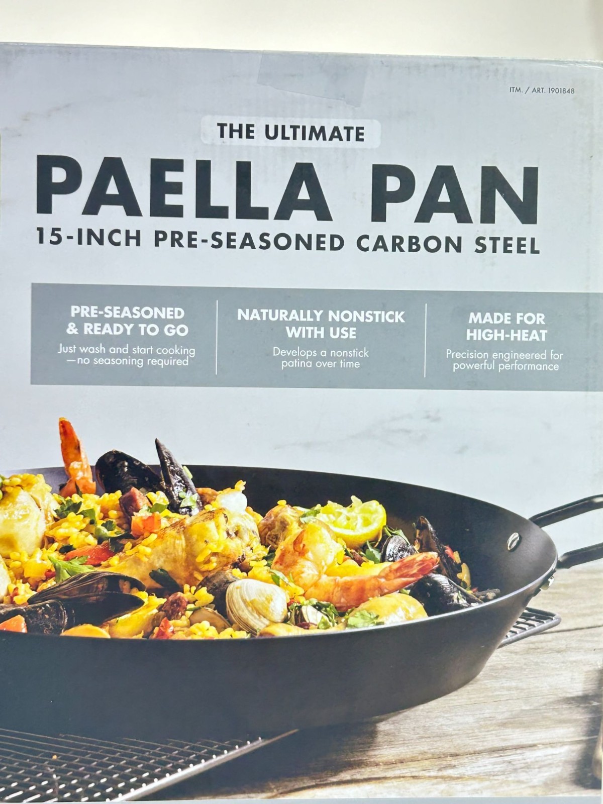 GreenPan 15″ Carbon Steel Paella Pan Pre-Seasoned Stovetop Oven Grill