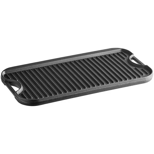 Valor 24 1/2″ x 14 1/2″ Pre-Seasoned Reversible Cast Iron Griddle and Grill Pan