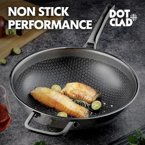 Wok pan,Hybrid 12 inch Wok with Lid, PFOA Free Cookware,non 12 Inch Wok+Lid