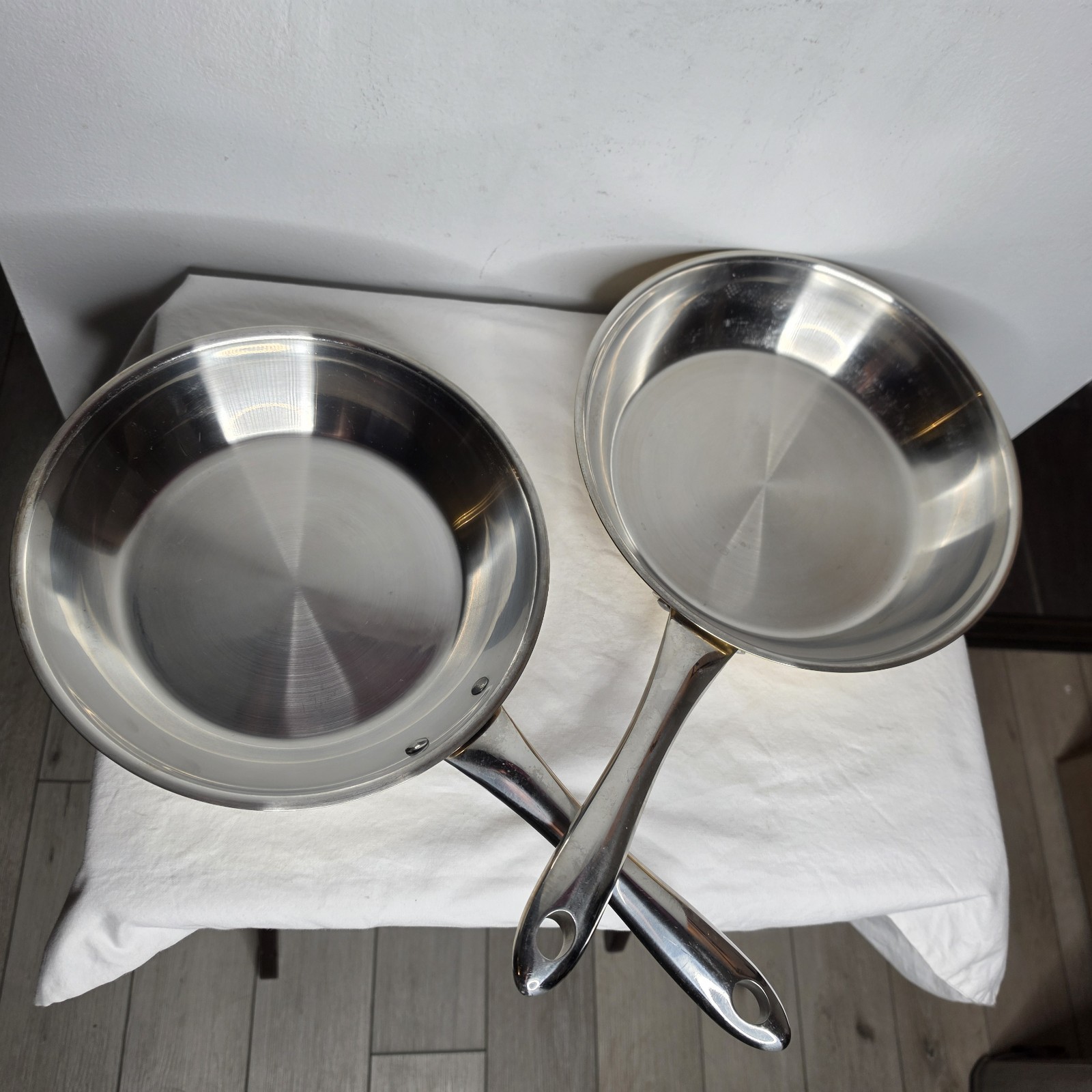 Cooks Club Stainless Steel Cookware Gold Sides Frying Pans Vintage Quality