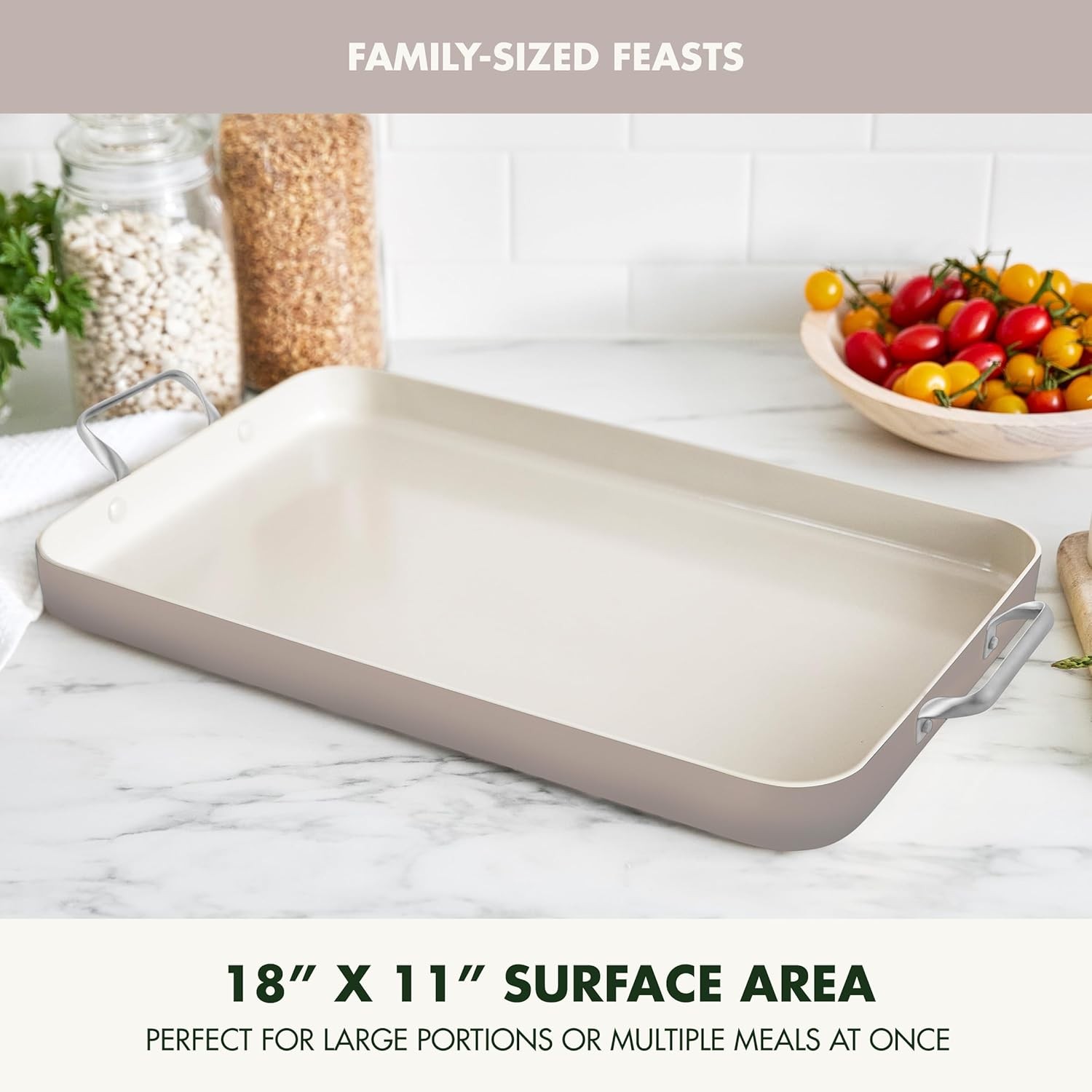 18″ x 11″ Double Burner, Hard Anodized Healthy Ceramic Steel Handles