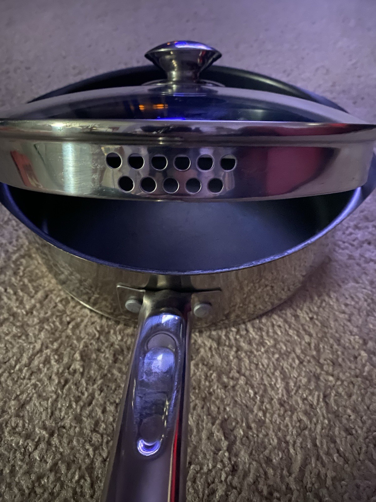 WearEver 10 in Nonstick Stainless Steel Deep Skillet w Glass Lid Silver/Black